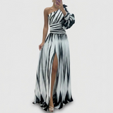 Shiloh | Robe longue rayée asymétrique à une épaule