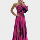 Shiloh | Robe longue rayée asymétrique à une épaule