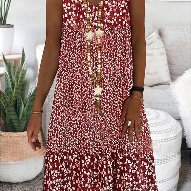 Ann - Sleeveless Floral V-Neck Dress