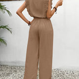 Zella™ Elegant Two-Piece Set | Lace-Trimmed Top and Wide-Leg Trousers