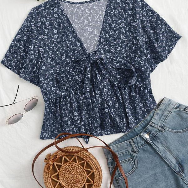 Althea Casual Summer V-Neck Flowy Top | Breezy Elegant Summer Top