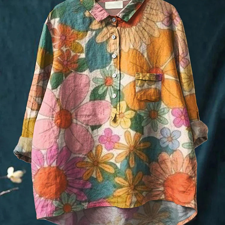 Lara Floral Art Shirt | Artistic Long Sleeve Shirt