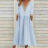 Lynda - Lace Collar Mid-Length Dress