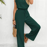 Zella™ Elegant Two-Piece Set | Lace-Trimmed Top and Wide-Leg Trousers