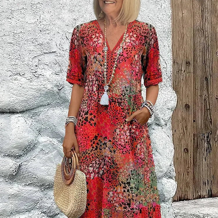Rose - Vibrant Mid Length Dress