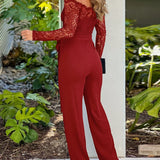 Michelle™ Elegant Jumpsuit + FREE BELT | Lace Detail One-Piece