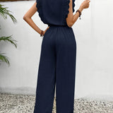 Zella™ Elegant Two-Piece Set | Lace-Trimmed Top and Wide-Leg Trousers