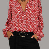 Elvira | Geometric Women V-Neck Blouse