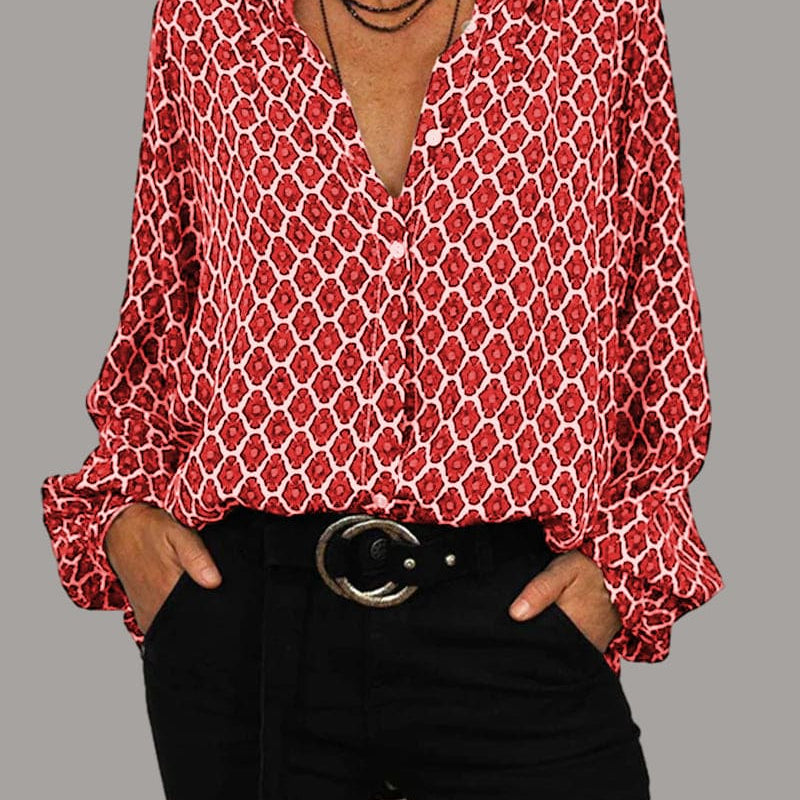 Elvira | Geometric Women V-Neck Blouse