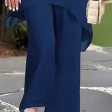 Herlene™ Elegant Two-Piece Set | Layered Top and Wide-Leg Trousers